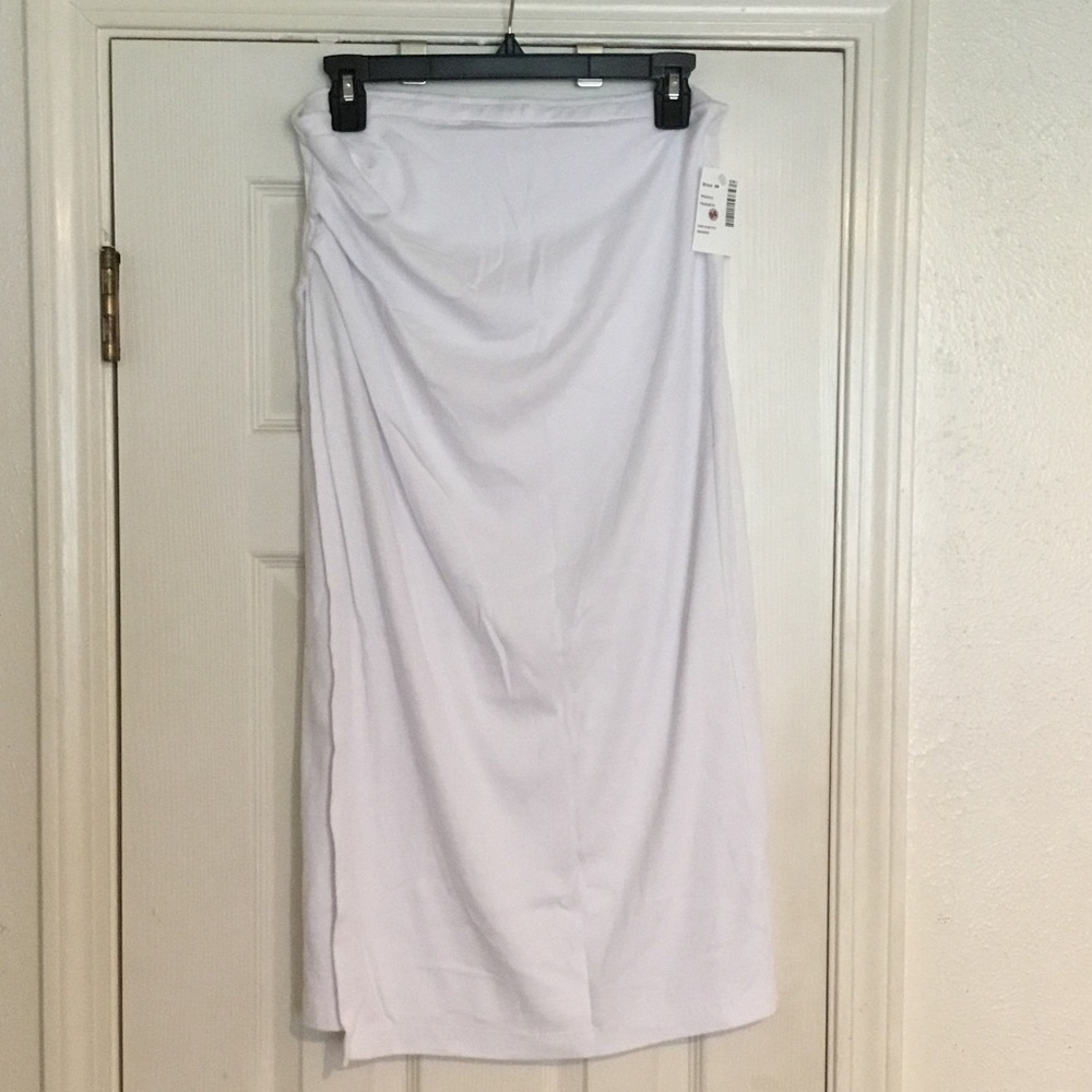 NWT Michael Stars Rouched /Draped White MIDI Women's Skirt
